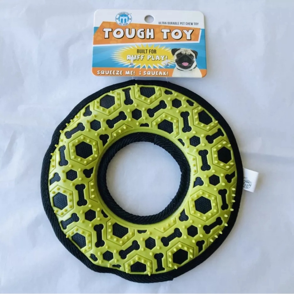 Dog Brooklyn Pet Gear Tough Toy Chew Toy Squeeze Green 7.5" x 7.5 ".